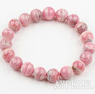 Wholesale Round 8mm Rhodochrosite Beaded Elastic Bangle Bracelet