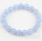 Wholesale 7mm Round Natural Chalcedony Beaded Elastic Bangle Bracelet