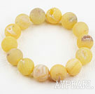 14mm Candy Color Crystallized Agate Beaded Elastic Bangle Bracelet