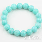 Wholesale Light Green Color Amazonite Beaded Elastic Bangle Bracelet
