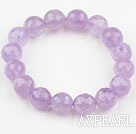 Wholesale 8mm Faceted Natural Amethyst Beaded Elastic Bangle Bracelet