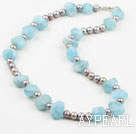 Wholesale Incidence Angle Shape Aquamarine and Gray Freshwater Pearl Necklace