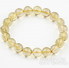 Wholesale 10mm Round Faceted Lemon Quartz Beaded Elastic Bangle Bracelet