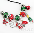 Fashion Style Red and Green Colored Glaze Xmas / Christmas Charm Necklace