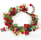 Fashion Style Assorted Red and Green Crystal Xmas / Christmas Charm Bracelet
