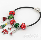Fashion Style Red Colored Glaze Xmas / Christmas Charm Bracelet