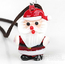 Simple Design Santa Claus Pendant Christmas / Xmas Necklace with Brown Cord