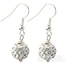 Classic and Simple Design 10mm White Round Rhinestone Ball Earrings