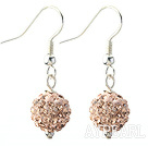 Classic and Simple Design 10mm Light Pink Round Rhinestone Ball Earrings
