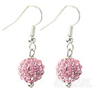 Classic and Simple Design 10mm Pink Round Rhinestone Ball Earrings
