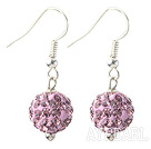 Classic and Simple Design 10mm Light Purple Round Rhinestone Ball Earrings
