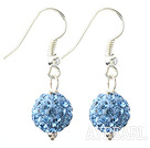 Classic and Simple Design 10mm Light Blue Round Rhinestone Ball Earrings
