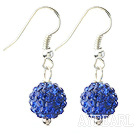 Classic and Simple Design 10mm Dark Blue Round Rhinestone Ball Earrings