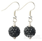 Classic and Simple Design 10mm Black Round Rhinestone Ball Earrings