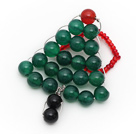 2014 Christmas Design Green Agate and Carnelian and Black Agate Christmas Tree Ring