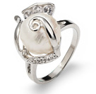 Fashion Natural 9-11mm White Blister Pearl Ring With Charming Rhinestone