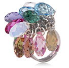 Wholesale Beautiful Multi Color Drop Shape Austrian Crystal Adjustable Ring