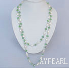 arylic and green crystal long style necklace