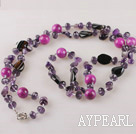 Wholesale amethyst and pink agate necklace