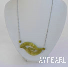 simple lemon jade pendant necklace with metal chain and lobster clasp