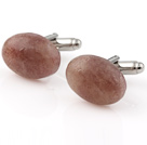 Charming Half Round Strawberry Quartz Cuff Link Decorations For Clothes