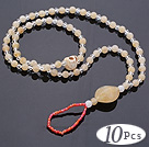 Beautiful 10 Pcs Light Yellow Round Acrylic And Skull Turquoise And White Crystal Anklet