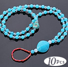 Nice 10 Pcs Double White Blue Acrylic And Skull Turquoise And White Crystal Anklet