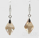18mm Rhombus Shape Golden Champagne Color Austrian Crystal Earrings