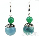 Classic Design Rainbow Fluorite and Green Agate Sterling Silver Earrings