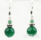 Classic Design Green Agate Dangle 925 Sterling Silver Earrings