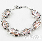 Fashion Style Natural Pink Biwa Pearl Bracelet with Adjustable Chain
