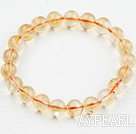 Wholesale Natural 9mm Round Citrine Beaded Elastic Bangle Bracelet