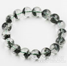 12mm Round A Grade Green Phantom Beaded Elastic Bangle Bracelet