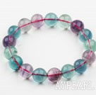 10mm A Grade Multi Color Fluorite Beaded Elastic Bangle Bracelet