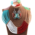 Wholesale Beautiful Colorful Multi Layer Crystal Beads African Wedding / Party Jewelry Set (Necklace, Bracelet & Earrings)