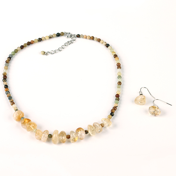 Wholesale Natural rock sugar citrine three-color jade set chain