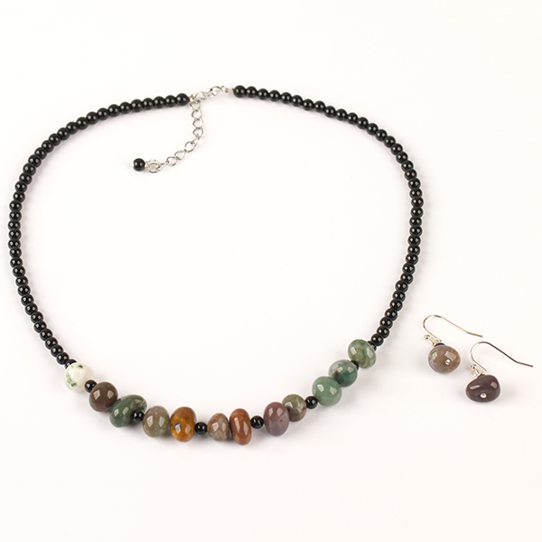 Wholesale Indian agate black onyx set chain
