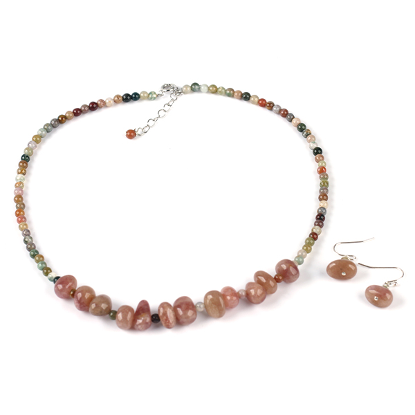 Wholesale Strawberry stone Indian agate set chain