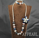 A Grade Freshwater Pearl and Shell Beads and Cats Eye Set ( Necklace and Matched Bracelet )