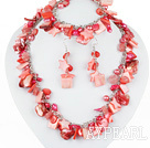 Wholesale Hot Pink Series Hot Pink Pearl Shell and Cherry Quartz Set ( Necklace Bracelet and Matched Earrings )