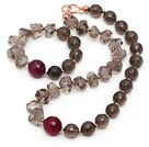 Wholesale Gray Series Incidence Angle Smoky Quartz Set ( Necklace and Matched Bracelet )