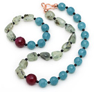 Assorted Prehnite and Sponge Kyanite Set ( Necklace and Matched Bracelet )