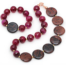 Rose Pink Agate and Golden Swan Stone Set ( Necklace and Matched Bracelet )