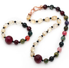 Wholesale Assorted Citrine and Black Agate and Pink Agate Set ( Necklace and Matched Bracelet )