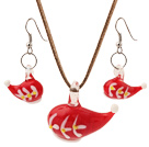 Nice Red Ceramic Christmas/Xmas Hat Pendant Necklace With Matched Earrings Sets