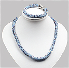 Wholesale Classic Sparkly Blue Jade-Like Crystal Necklace With Matched Bracelet Set