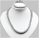 Wholesale Classic Sparkly Light Blue Grey Jade-Like Crystal Necklace With Matched Bracelet Set