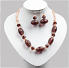 Vintage Style Natural Pink Pearl Crystal And Colored Glaze Necklace And Earrings Set