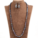 Graceful Long Style Natural Black Freshwater Pearl Jewelty Set (Necklace & Earrings)