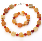 Fashion Yellow Series Irregular And Round Agate Beaded Jewelry Sets (Necklace With Matched Bracelet)